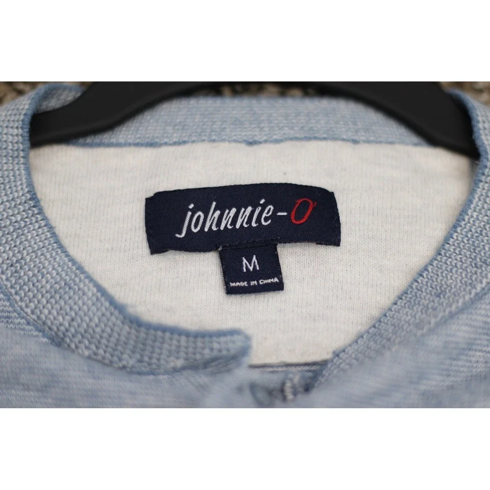 Johnnie-O Cotton Silk Henley Sweater Mariner Blue‎ Lightweight Knit Men's M